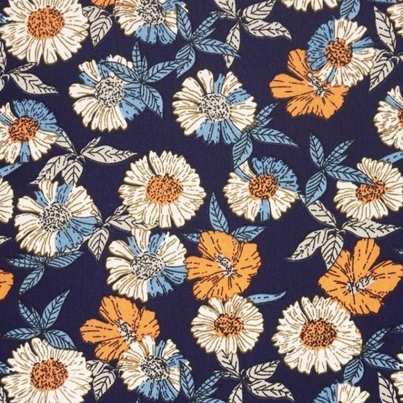 NAVY NECK SCARF with COLORED FLOWERS - Picture 3 of 5